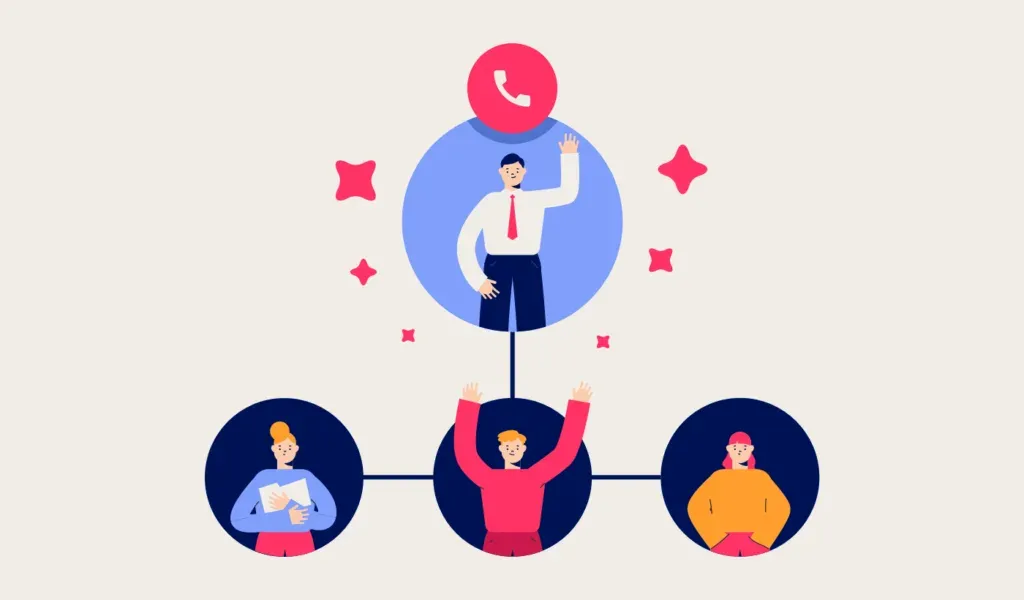 Illustration of a business contact connected to three prospects