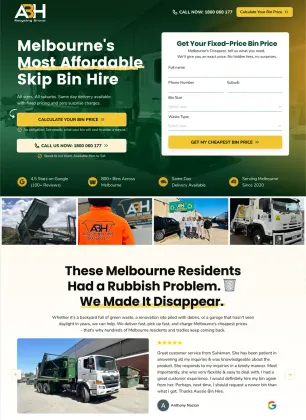 A landing page Postclick built for an Australian business