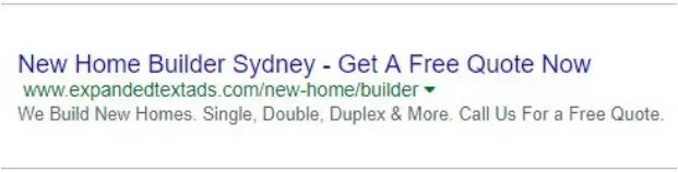 AdWords ad: New Home Builder Sydney, Get A Free Quote Now