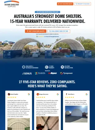 A landing page Postclick built for an Australian business
