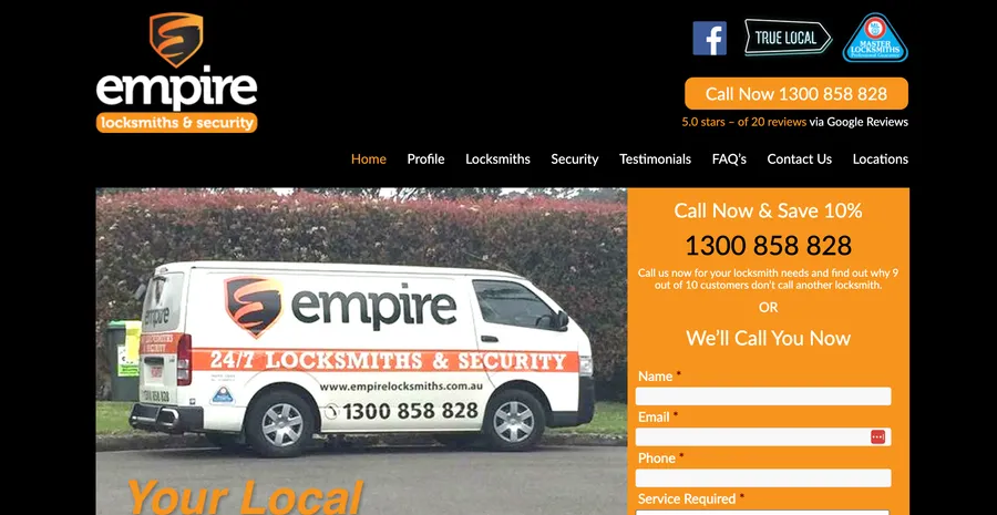 The Empire Locksmiths website before the rebuild