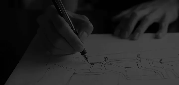 A designer sketching a furniture design at Hudson Furniture