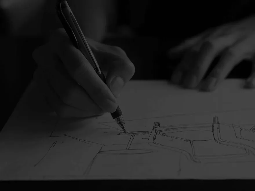 A designer sketching a furniture design at Hudson Furniture