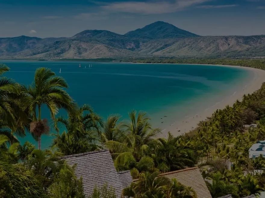 Aerial view of an Australian coastal bay, from ActronAir's brand photography