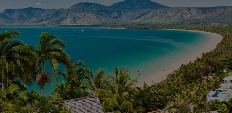 Aerial view of an Australian coastal bay, from ActronAir's brand photography