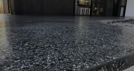 Polished exposed-aggregate concrete laid by Absolute Scapes