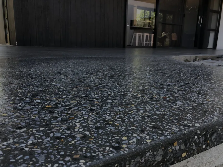 Polished exposed-aggregate concrete laid by Absolute Scapes