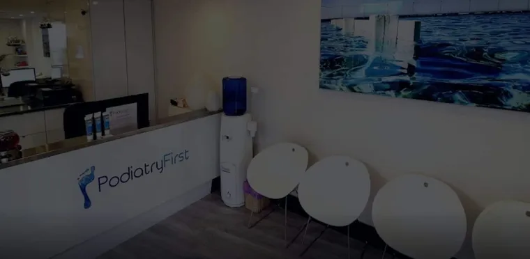 The reception desk at a Podiatry First clinic
