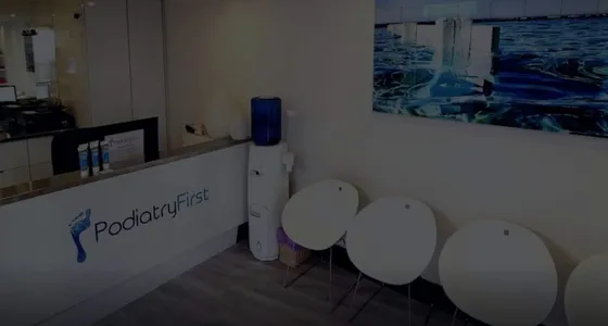 The reception desk at a Podiatry First clinic