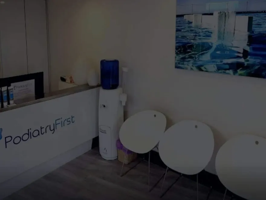 The reception desk at a Podiatry First clinic