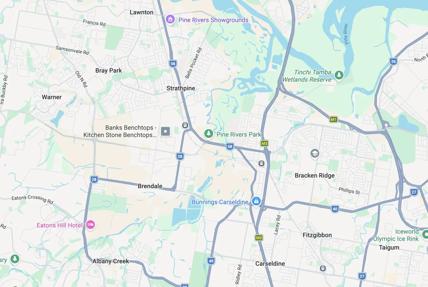 Google Maps results for local services across a suburb