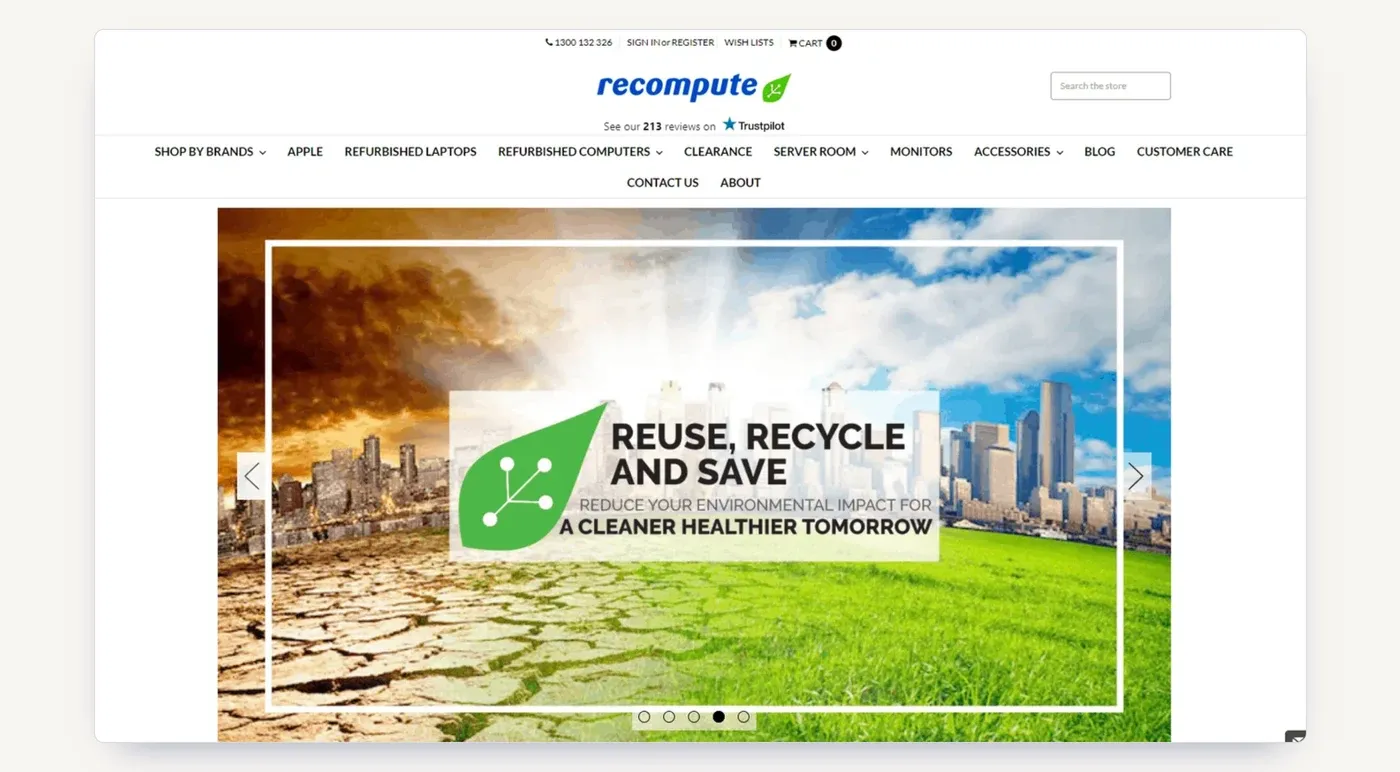 The Recompute homepage at the start of the campaign.