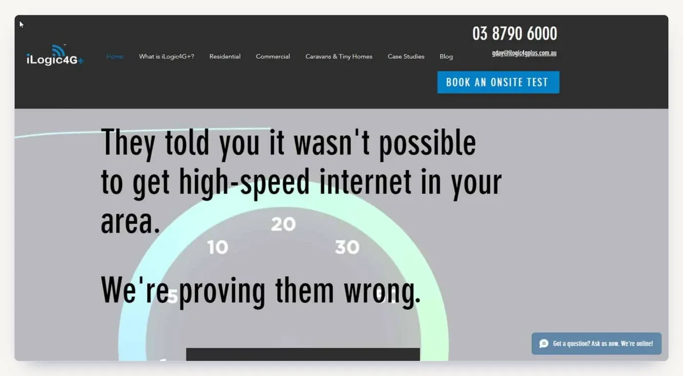 The iLogic4G+ homepage: a bold claim for a new brand, and no data yet on what made visitors enquire.