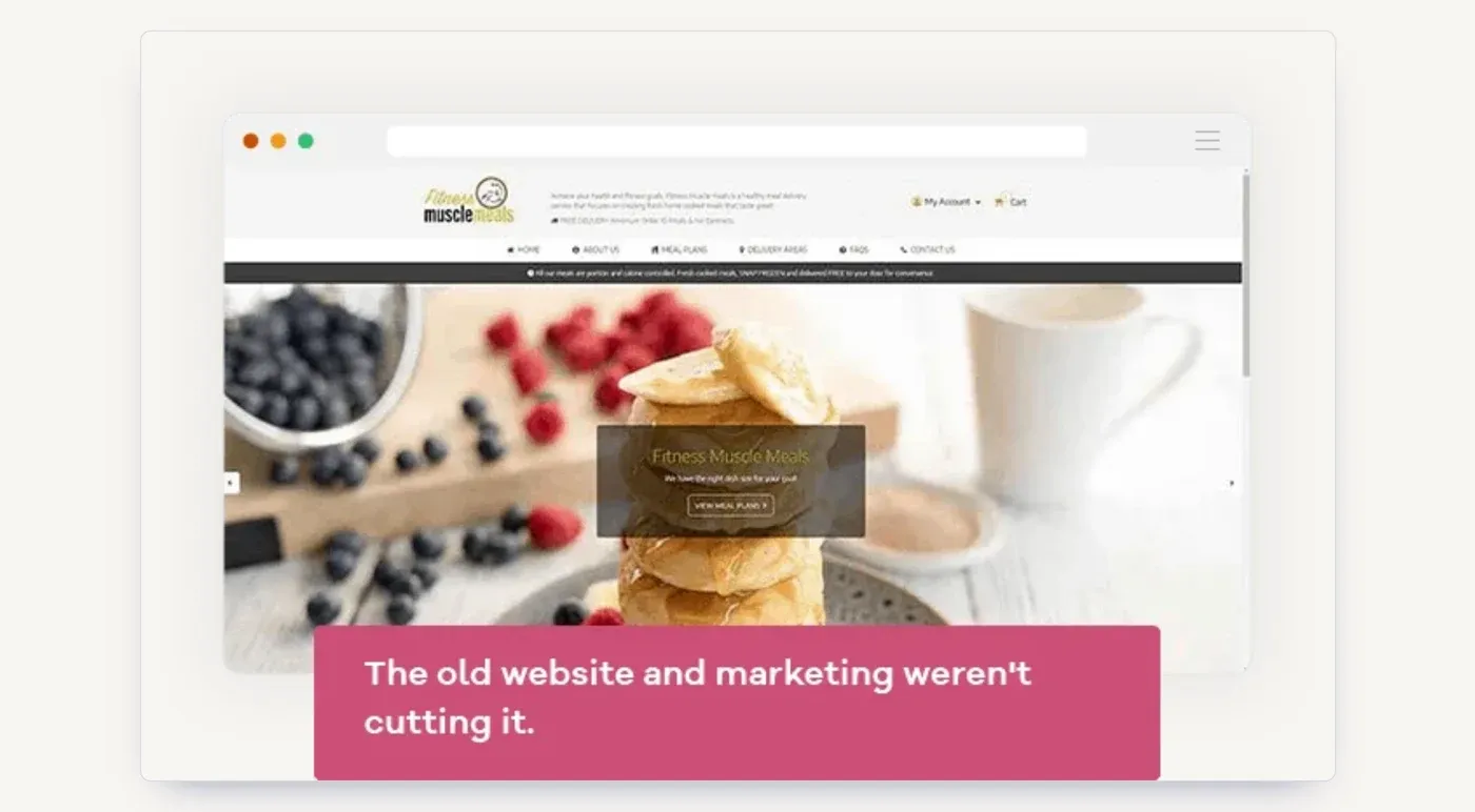 The old Fitness Muscle Meals website: it wasn't built to sell, and neither was the marketing behind it.