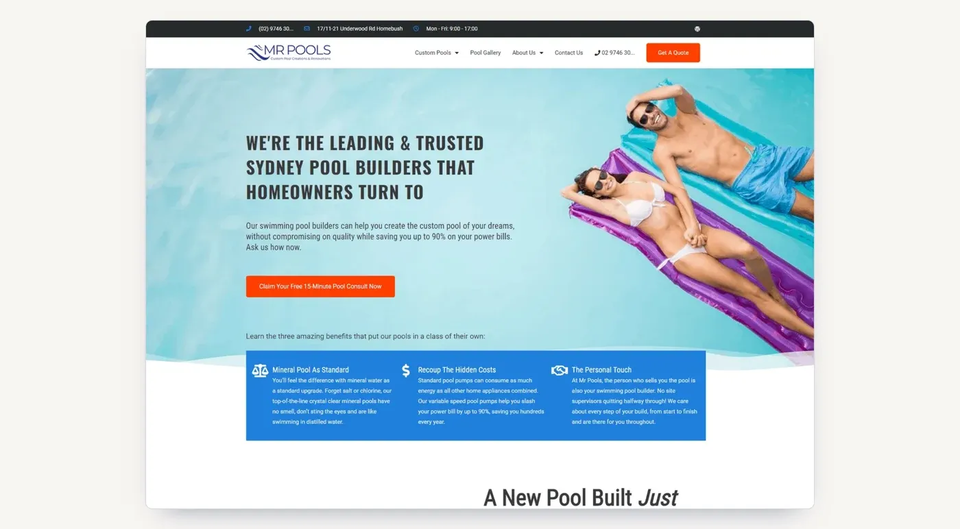 The Mr Pools homepage at the start of the campaign: strong on offer, thin on copy Google could rank.