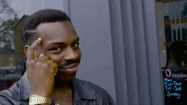 Roll Safe meme, tapping a temple at a clever idea
