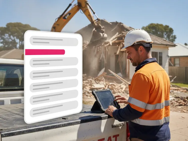 Google search results on a laptop for “house demolition Sydney”, with an Australian demolition company ranked first