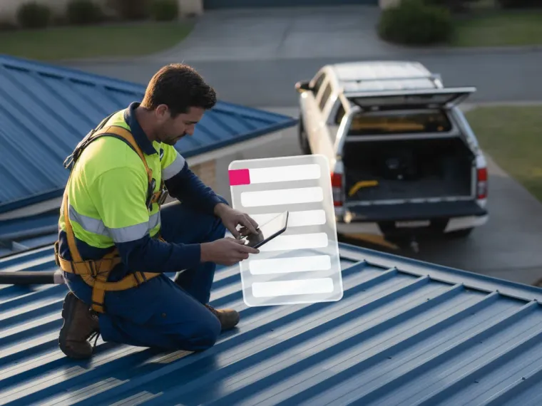 Google search results on a laptop for “roof restoration Brisbane”, the client ranking first above the map pack