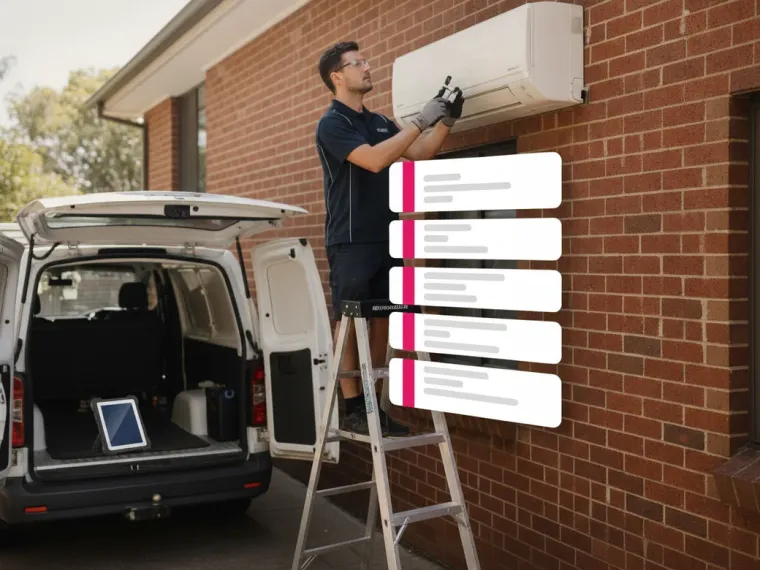 Google search results on a laptop for “ducted air conditioning installation Brisbane”, the client ranking first above two competitors