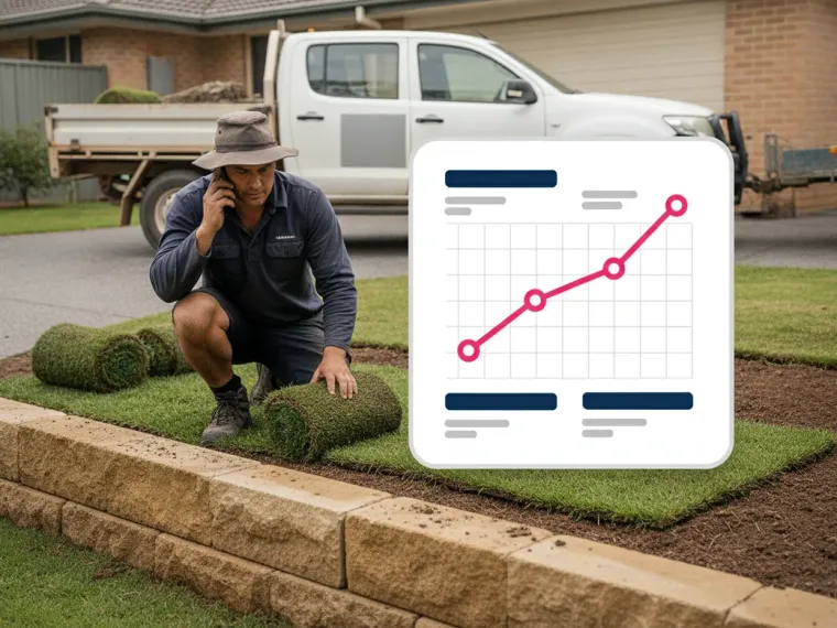 A Google Ads dashboard for a landscaping campaign showing enquiry volume climbing through August and September