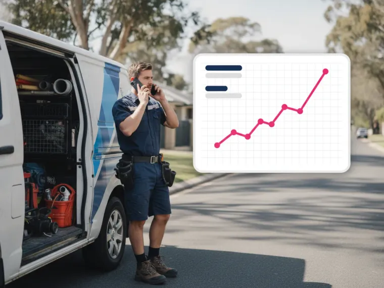 A Google Ads dashboard showing call volume climbing for a plumbing campaign
