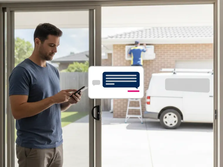 A ChatGPT answer on a phone recommending an Australian air conditioning installer by name