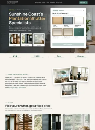 Sunshine Coast Shutters website built by Postclick