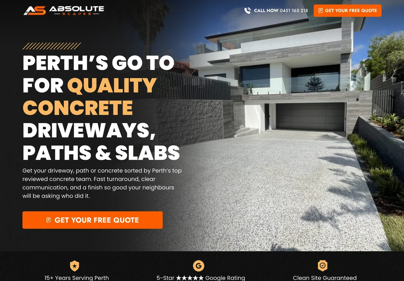 The landing page the ads point at: one job to do, and a quote form above the fold.