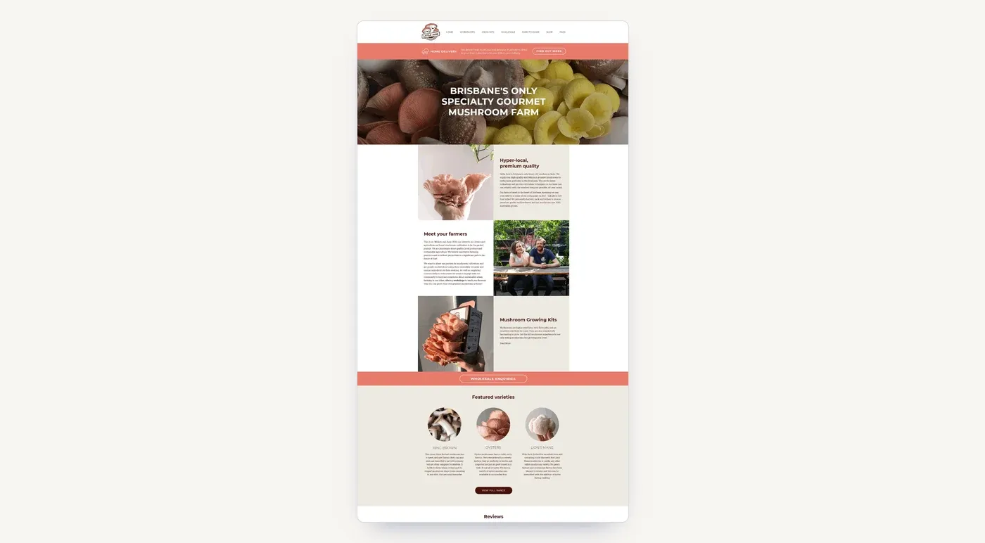 The Little Acre homepage: Brisbane's only specialty gourmet mushroom farm, with grow kits, home delivery and wholesale.