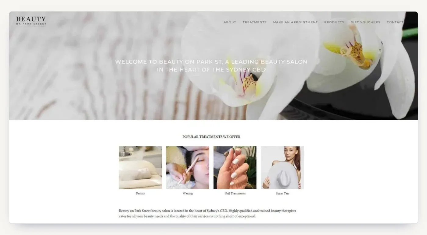 The Beauty on Park Street site. Category and sub-category pages were rewritten around one or two mapped keywords each.