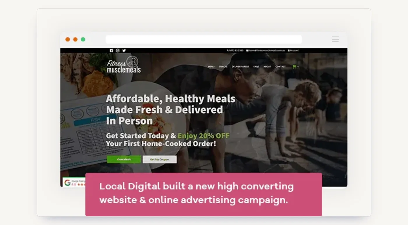 The new site: a clear offer, a first-order discount and a single job, getting visitors to order.