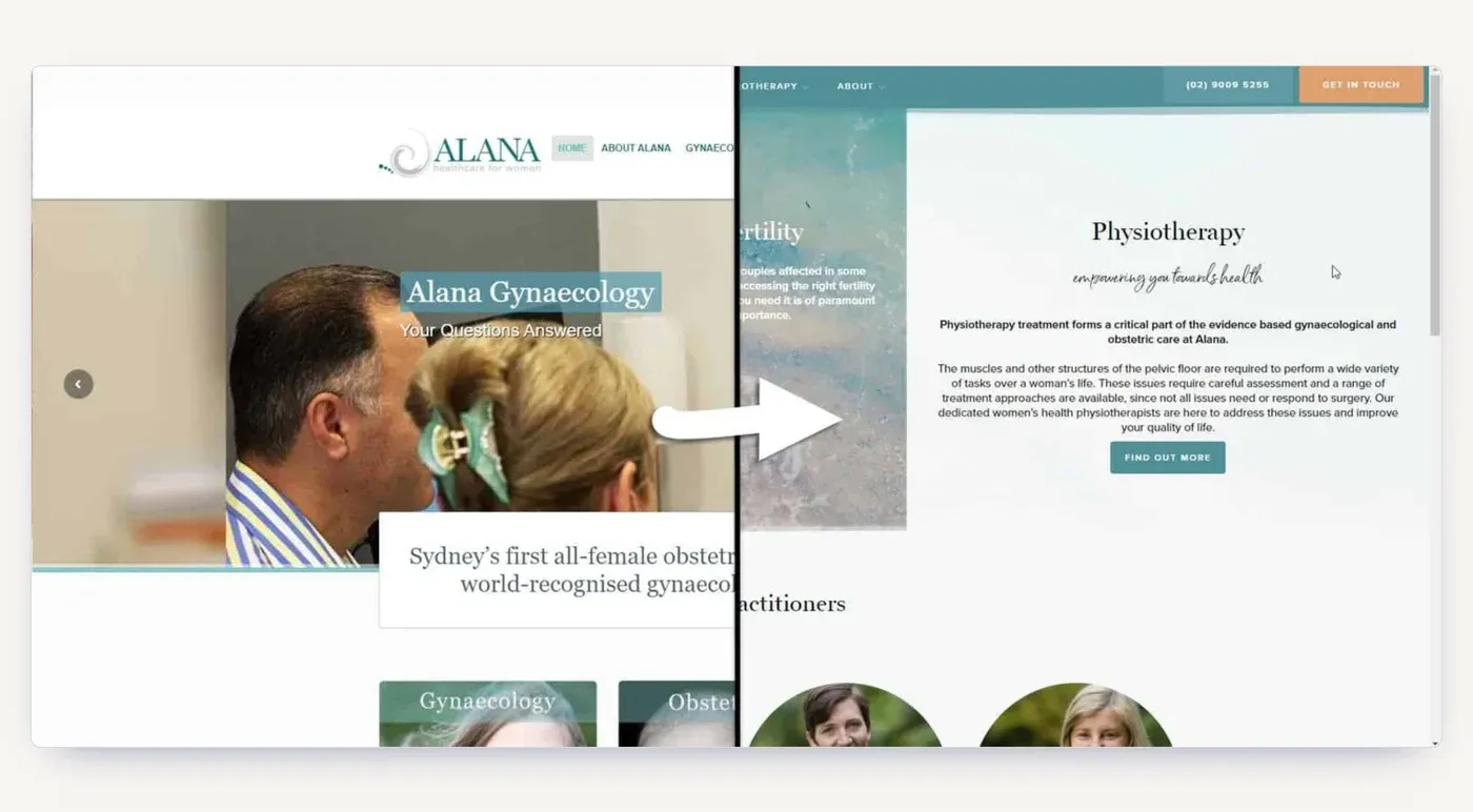 Old site to new. Every existing URL was mapped and 301 redirected to its new home before launch.