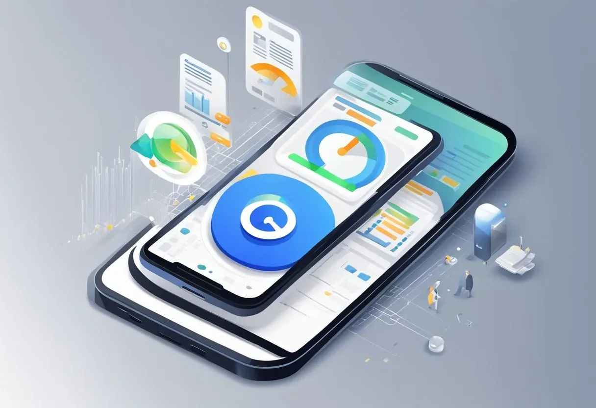 Illustration of a phone showing a mobile performance score