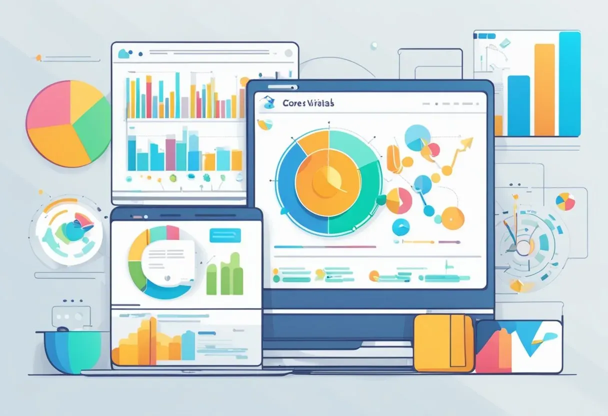 Illustration of dashboards charting Core Web Vitals metrics