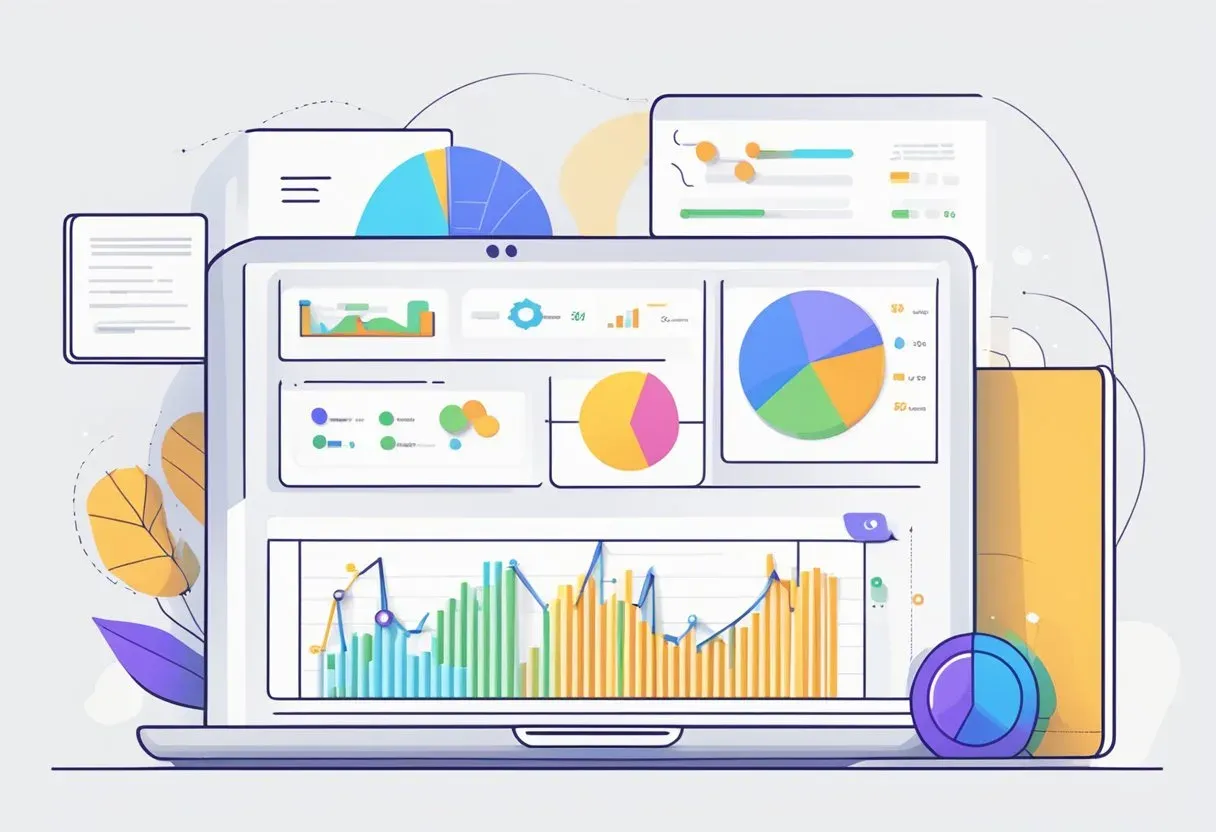 Illustration of a desktop and devices displaying web performance charts