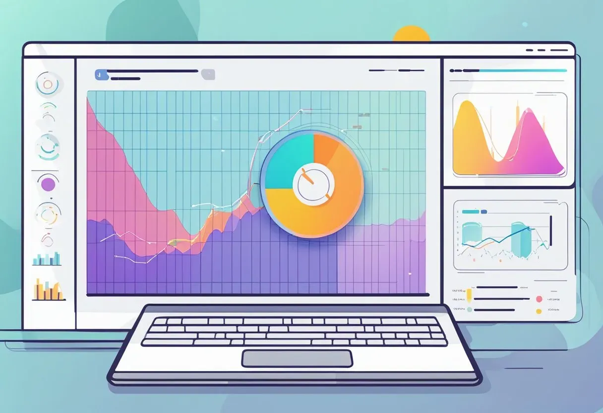 Illustration of a laptop displaying a site performance dashboard