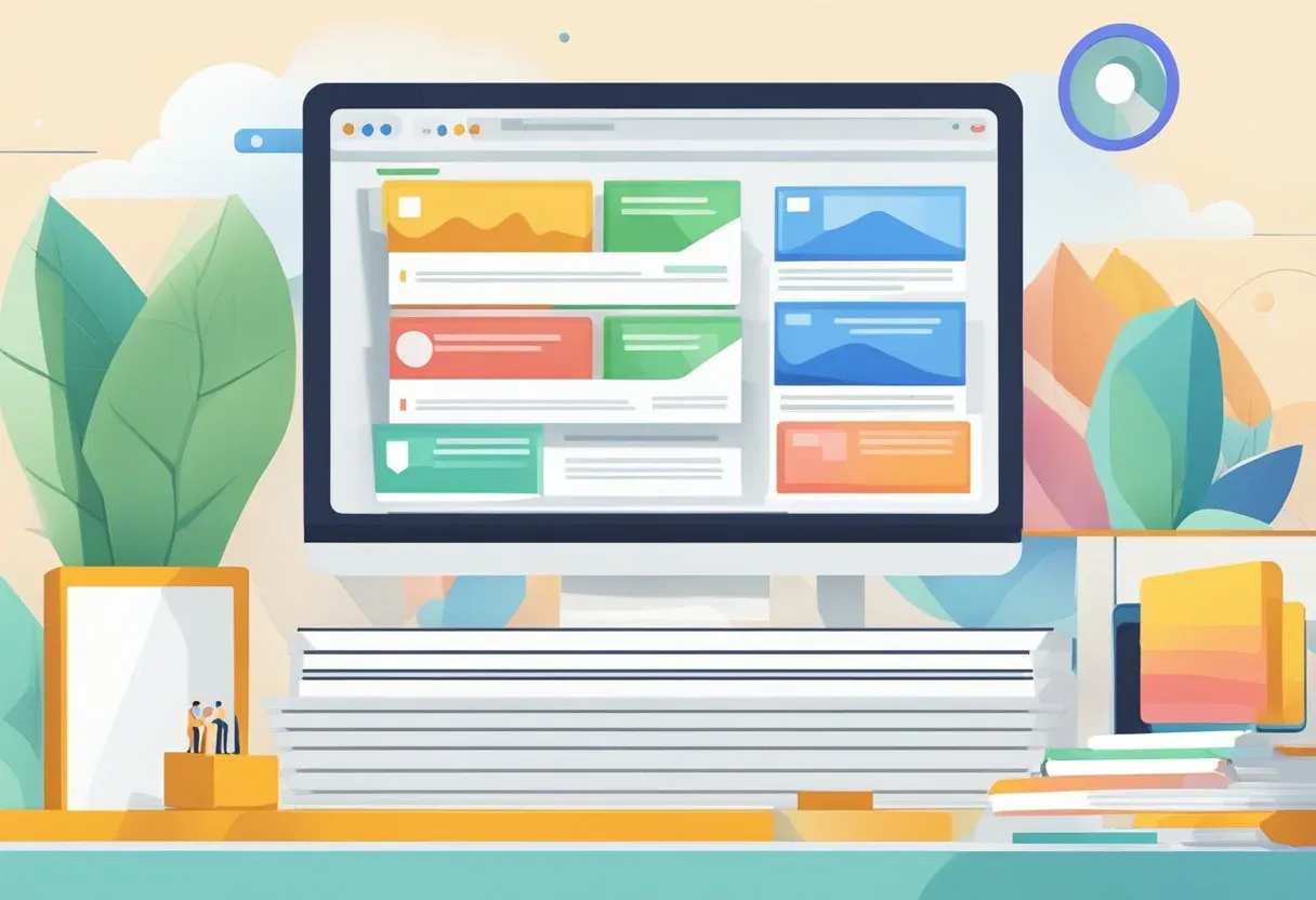 Illustration of a monitor showing a search results page