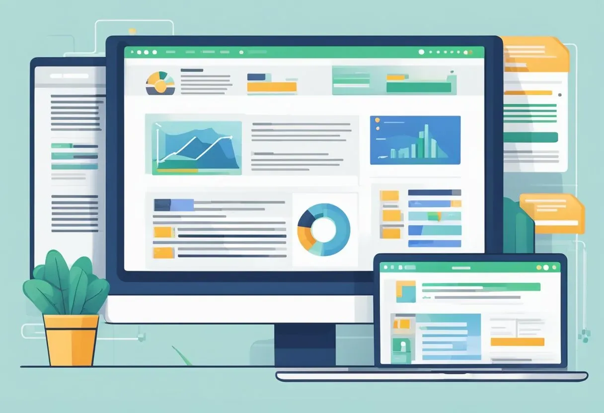 Illustration of a monitor and laptop displaying page analytics