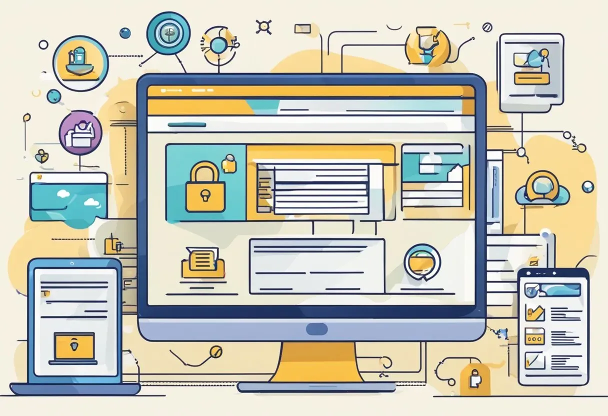 Illustration of a monitor showing secured, trusted pages
