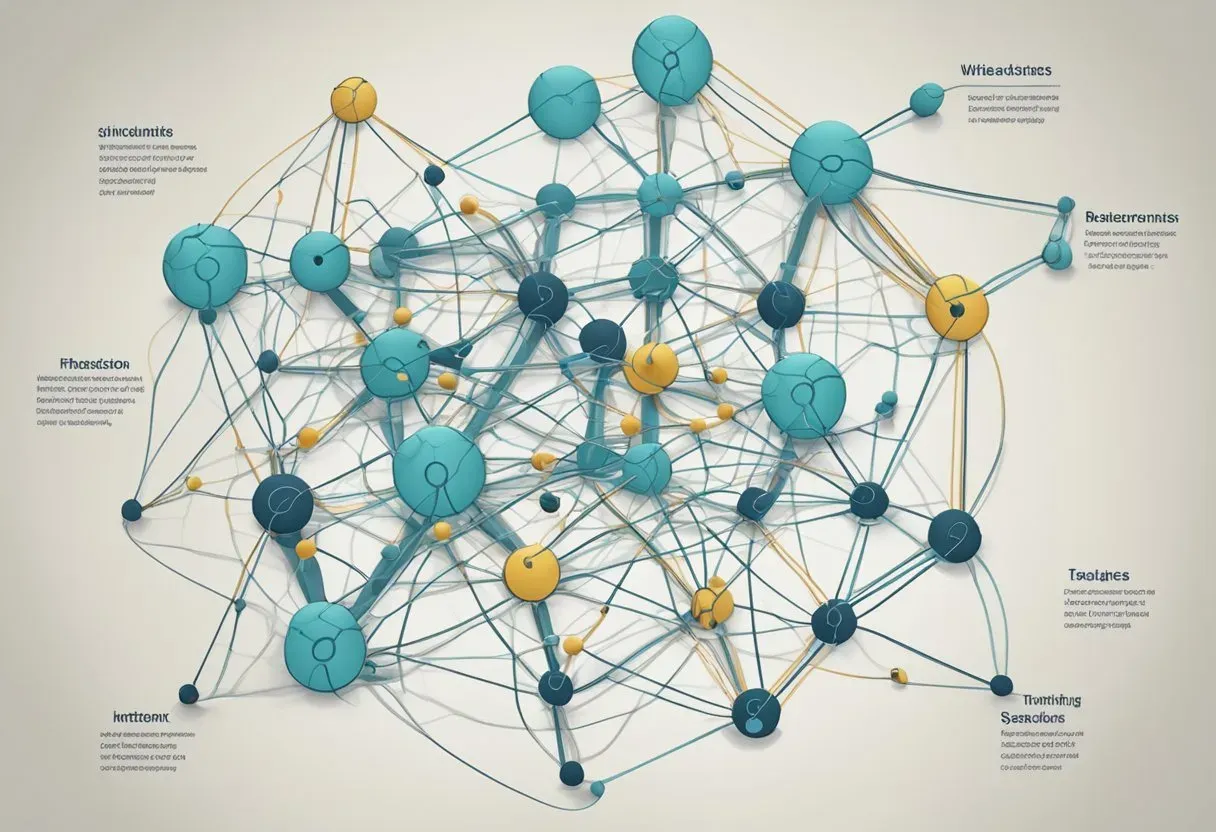 Network diagram of interconnected nodes, representing an internal link graph