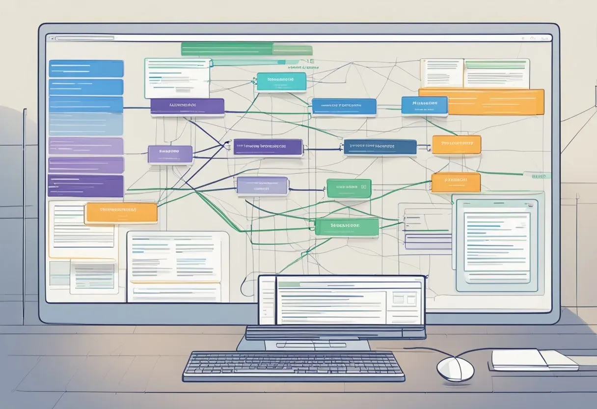 Illustration of a monitor and devices showing a site's pages
