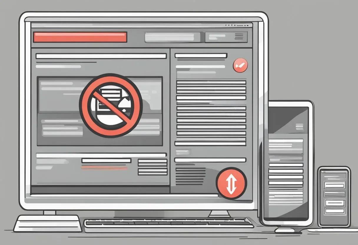 Illustration of duplicate browser windows marked with a no-entry symbol