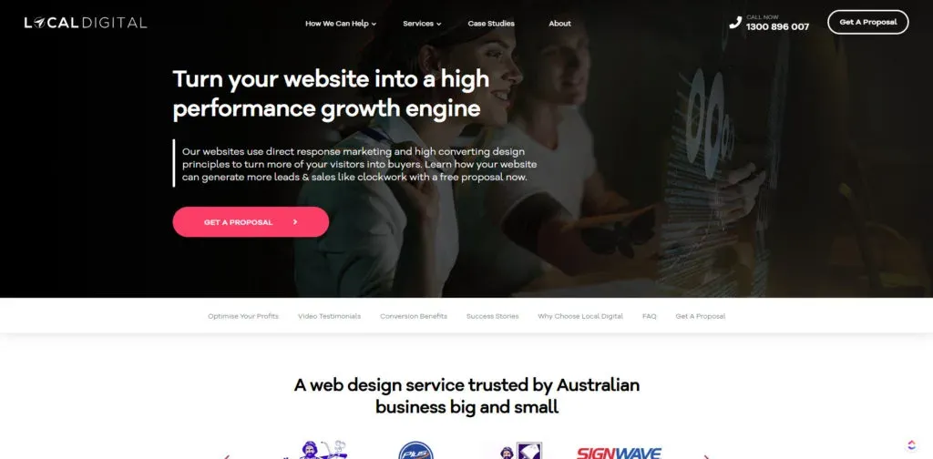 Local Digital's web design page headed Turn your website into a high performance growth engine